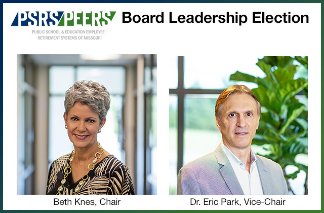 2026 PSRS/PEERS Board of Trustees Leadership election results: Beth Kness, chair, Dr. Eric Park, vice-chair