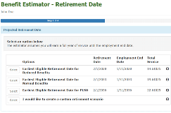 screenshot showing a sample benefit estimate