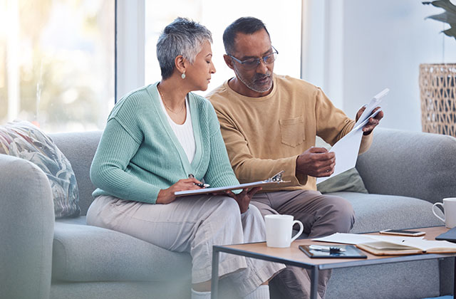 a retired couple reviews their finances