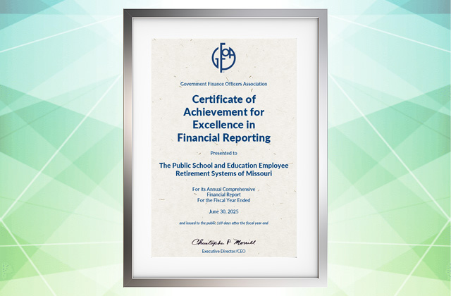 GFOA award for PSRS/PEERS's 2025 Fiscal Year report