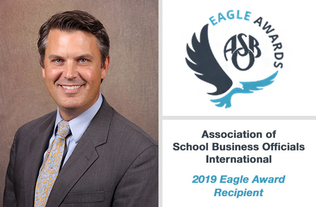 Jason Hoffman was recently honored with the 2019 Distinguished Eagle Award from the Association of School Business Officials International (ASBO).
