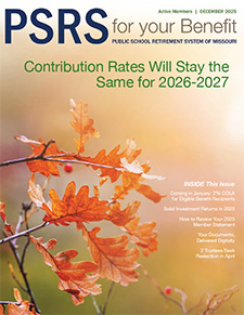 PSRS For Your Benefit newsletter cover for December 2025