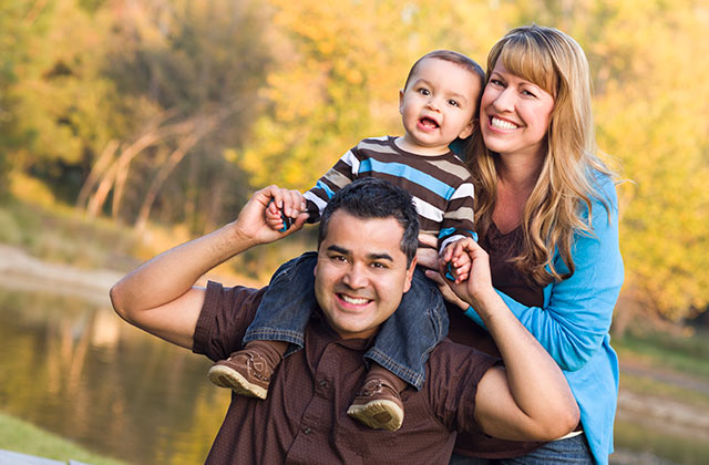 happy family playing outside